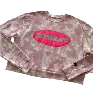 By Samii Ryan Sensitive Pink Tie Dye Cropped Sweatshirt Women's Size Medium